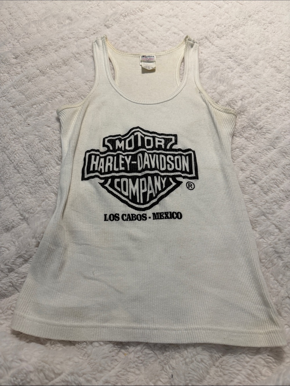Harley-Davidson Women's White Ribbed Logo Tank Top
